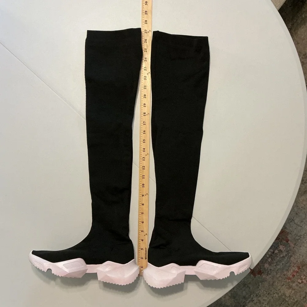 Thrusters Over The‎ Knee Sock Boots Sz 40/10 Black White Platform Cybercore